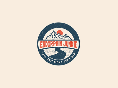 Endorphin Junkie Badge adventure brand branding design explore graphic graphic design graphics illustration illustrator logo logos mountain mountains nature outdoor outdoors photoshop typography vector