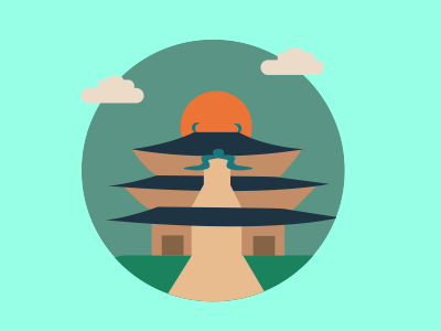 Tōdai-ji Temple - Icon Illustration architecture badge building cloud design graphic icon illustration japan sun temple vector