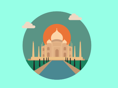 The Taj Mahal - Icon Illustration architecture badge building cloud clouds design graphic icon illustration sun temple vector