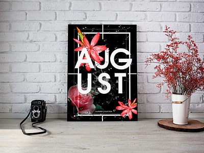 August - Calendar Design bold calendar cards flower flowers illustrator modern photoshop print smoke typography