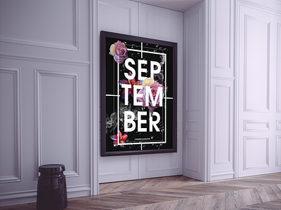 September - Calendar Design bold branding calendar flowers font paper photoshop poster print purple text typography