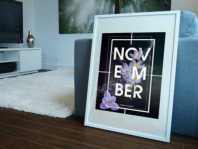 November - Calendar Design blue branding calendar flower font paper photoshop poster print simple text typography