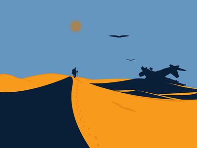The Sahara adventure art artist artwork bird blue character desert design editorial explore graphic illustration illustrations journey landscape plane scenery travel vector