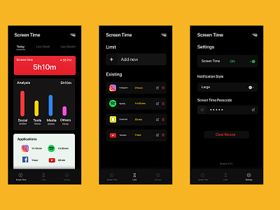 Screen Time Application - UI Design
