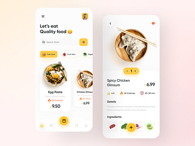 Food Delivery App. android appdesign application clean color colour delivery food foodapp fruit ios minimal navigation bar restaurant trend ui ux