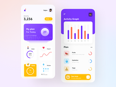 Fitness Activity App activity app color graph health physical tracking app yoga