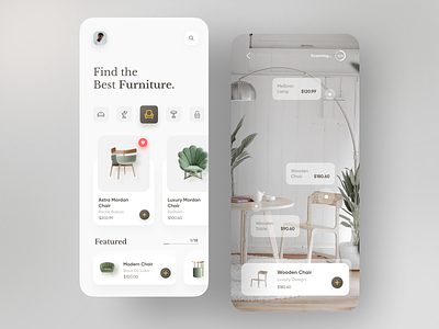 Furniture Product App app appdesign appui ar chair dribbble furniture illustration minimal popular top trend trendy vr