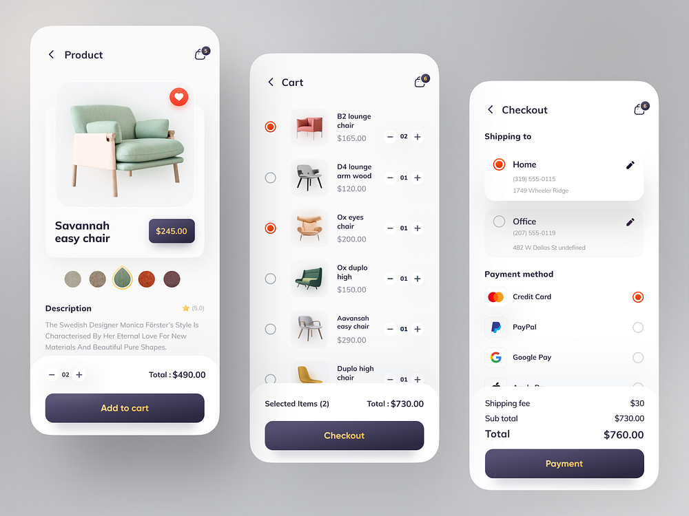 Orix Furniture App by Sajon for Fireart Studio on Dribbble