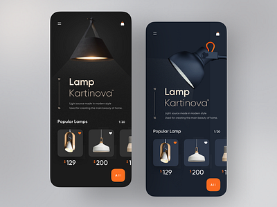 Lamp Product App. app app design application dark design dribbble best shot ios lamp light minimal mobile product trend trendy ui ux