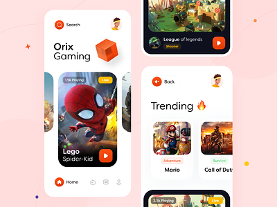 Gaming App app design application game gameapp gaming interface interface design mobile app mobile app design mobile application mobile apps mobile ui mobileapp mobileappdesign orix sajon trending design