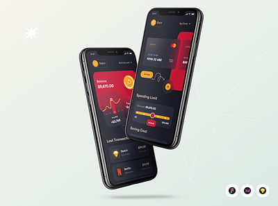 Mobile Wallet App app app design banking branding dark darkapp design illustration ios kit minimal mobile orix red sajon ui uiux ux wallet
