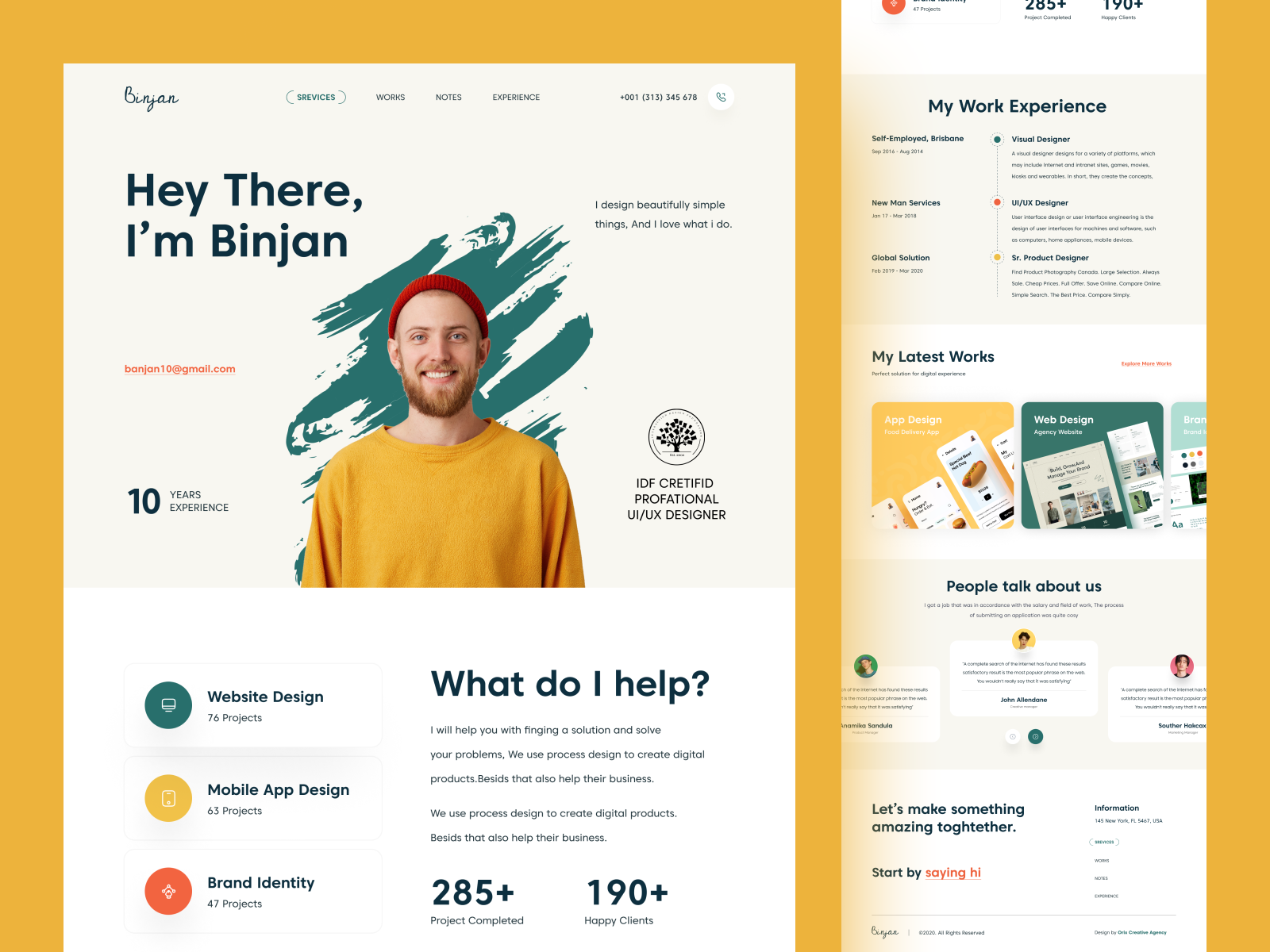 Portfolio Web Site Design: Landing Page / Home Page UI by Sajon for ...