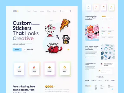 Sticker Landing Page color design header illustration landing minimal orix product designer responsive sajon sticker stickers ui ui designer uiux ux visual designer web web landing website