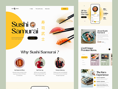 Sushi Samurai Website branding design landing page minimal sajon sushi sushi web ui uiux ux visual design visual web web design web landing web site web ui website