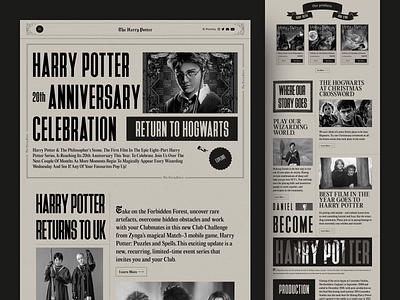 The Harry Potter News Website article blog concept design homepage inspiration interface minimal blog modern news old orix paper retro sajon story typography ui ux web