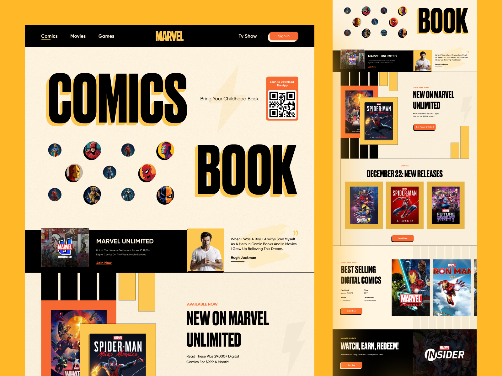 Marvel Comics site by Sajon for Orix Creative on Dribbble