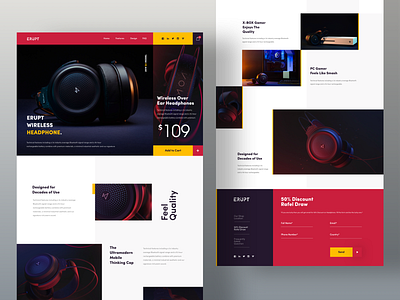 ERUPT Wireless Headphone color colorfulwebsite design header landing minimal portrait we design web website