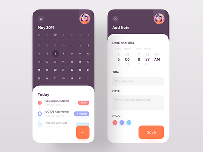 Daily Task Schedule App 2019 trend app appdesign color design minimal schedule trend ui uidesign uiux uxdesign