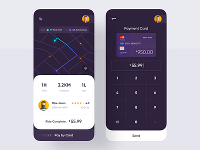 Riding App Concept app app design dark ui mastercard payment payment app payment method rider uber ui ux uidesign