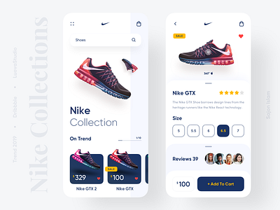 Nike Collection App 2019 trend app design application clean design design minimal nike popular product design productdesigner sajon shoes trend trendy ui uidesign uidesigner uiux ux uxdesigner