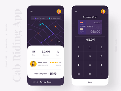 Cab Riding App 2019 trend app design application cab clean ui dark ui design map minimal payment app popular productdesigner riding sajon trend uber uidesign uidesigner uiux uxdesigner