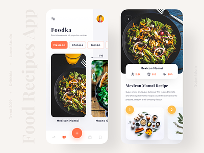 Food Recipes App 2020 android app application clean design designer food foodapp interface ios popular product productdesigner recipe top trend 2019 trending ui ux