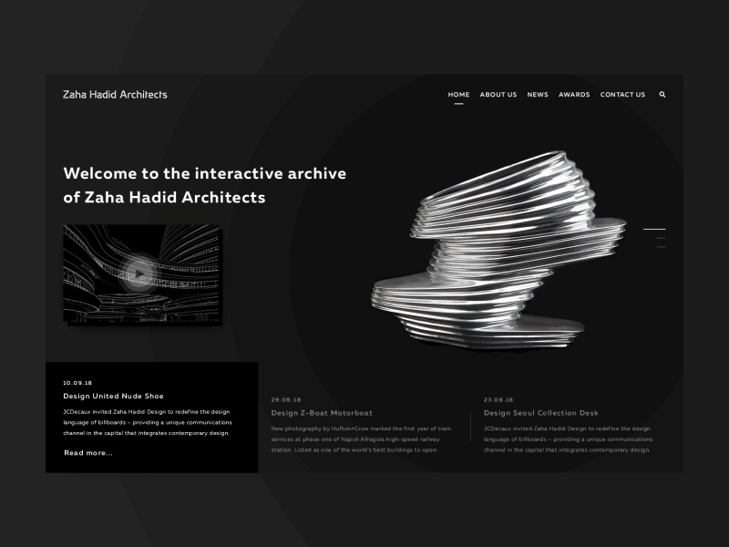 Animated Slideshow on homepage animated animation architect black design designer gif typography ui ux webdesign website zahahadid