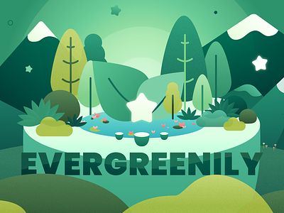 Evergreen Tea design illustration landscape