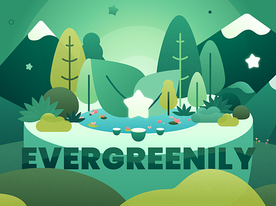 Evergreen Tea design illustration landscape