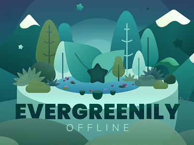Evergreen Tea Night design illustration landscape vector