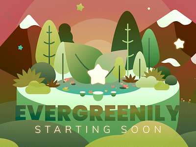 Evergreen Tea Dusk design illustration landscape vector
