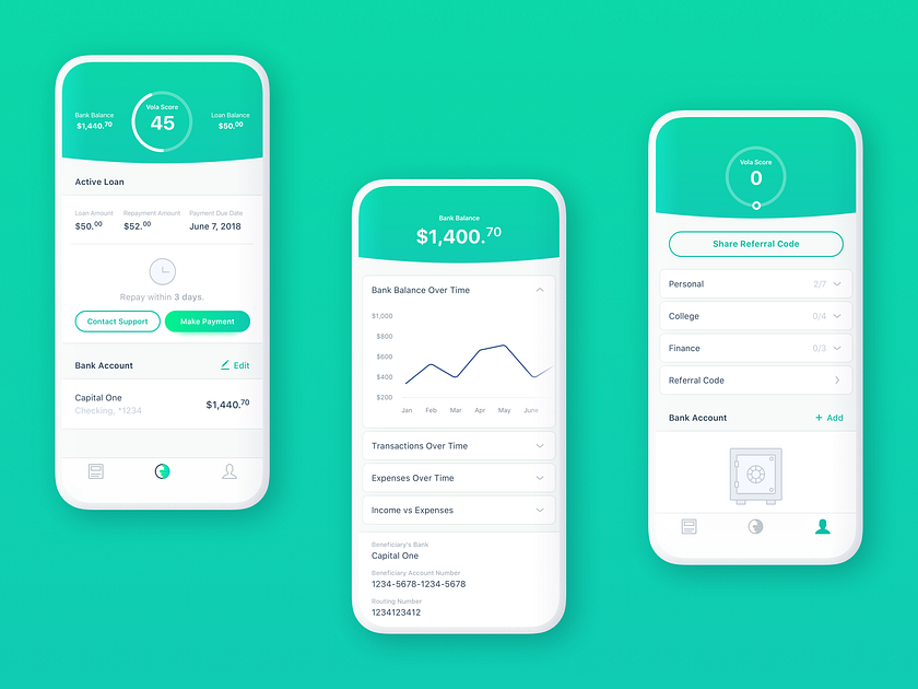 Loan application screens by Ivan Tuchkov on Dribbble