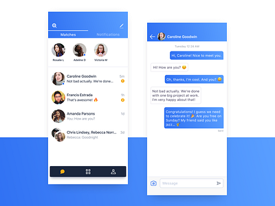 Social app messages application chat clean date dating float friends gradient group illustration interface invite list match message messages mobile profile tab bar