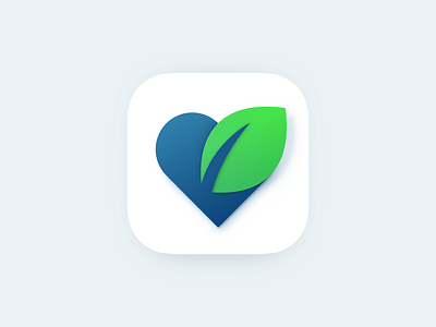 Ecological health app icon app icon app logo application branding eco ecological health heart identity interface ios icon leaf logo mark mobile tree vector