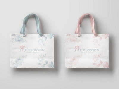 Shop bags - Lite Blossom branding cosmetic design flowers graphic identity logotype