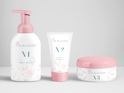 Creams - Lite Blossom beauty branding cosmetic design flowers graphic identity logotype packaging pink