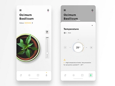 Plant Growing Environment via IoT app cyberpunk data design interface ios iot lifestyle mobile plant sci fi statistics ui ux