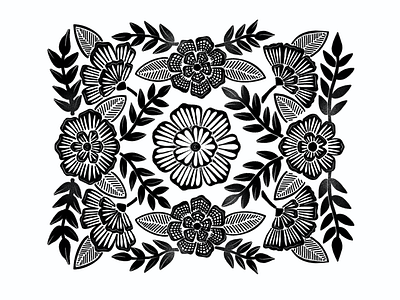 Black and White Floral Pattern black black and white floral floral pattern illustration print procreate spanish texture white