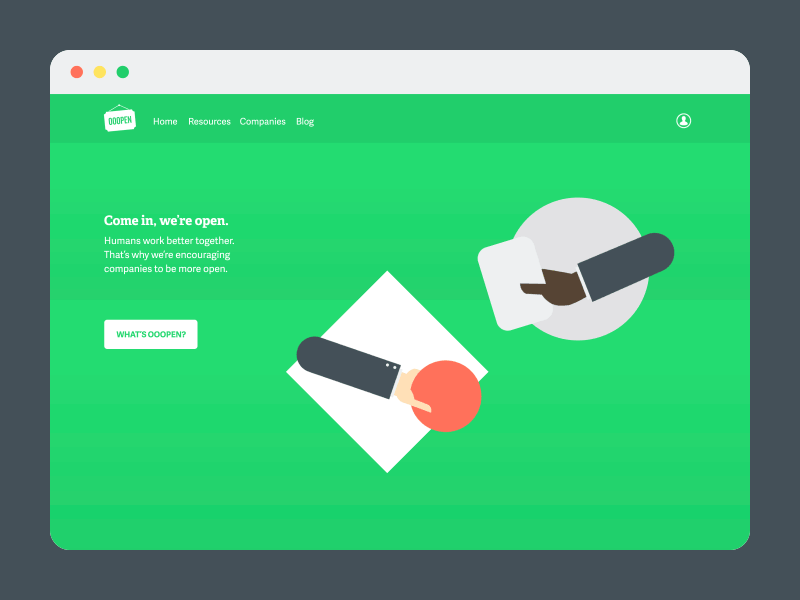 Open-ish landing page ooopen ui web