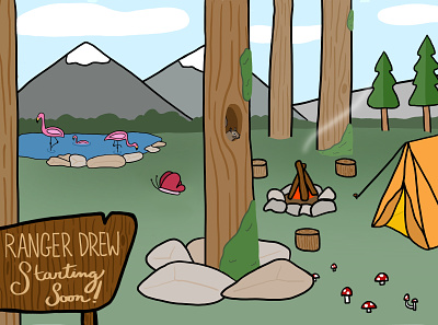 Ranger Drew Branding camping design illustration outdoors tent woods