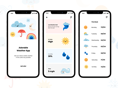 Adorable Weather App app design illustration mobile ui weather