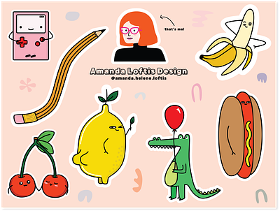 Adorable Sticker Sheet cute design food illustration logo vector