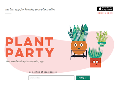 PlantParty Web Design app happy mobile party plants screengrab ui ux