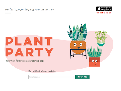 PlantParty Web Design app party screengrab ui happy ux mobile plants