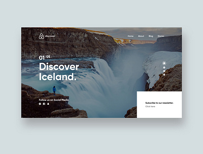 Airbnb Discover Design airbnb cold design discover iceland infinite instagram social media travel ui uidesign uiux uiuxdesign waterfall web webdesign