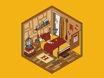 Room Of Harry Potter angelamiuz harrypotter hp illustration isometric roomof