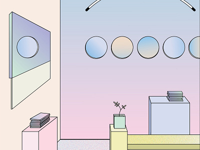 Illustrations inspired by interior designs gradient illustration interior pastel