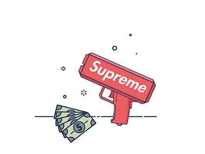 Supreme money gun graphicdesign icon illustrator