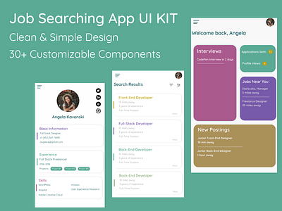 Job Search App UI Kit app app concept design figma figmadesign job app simple design ui ui kit uikit