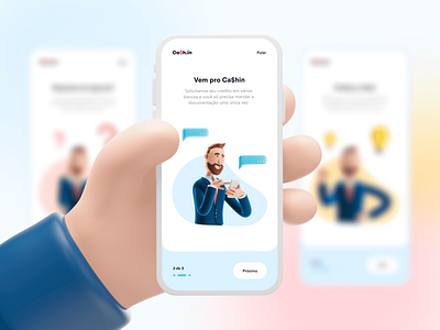 Ca$hin - Onboarding screens 3d app clean illustration interface minimal mobile onboarding ui ux white